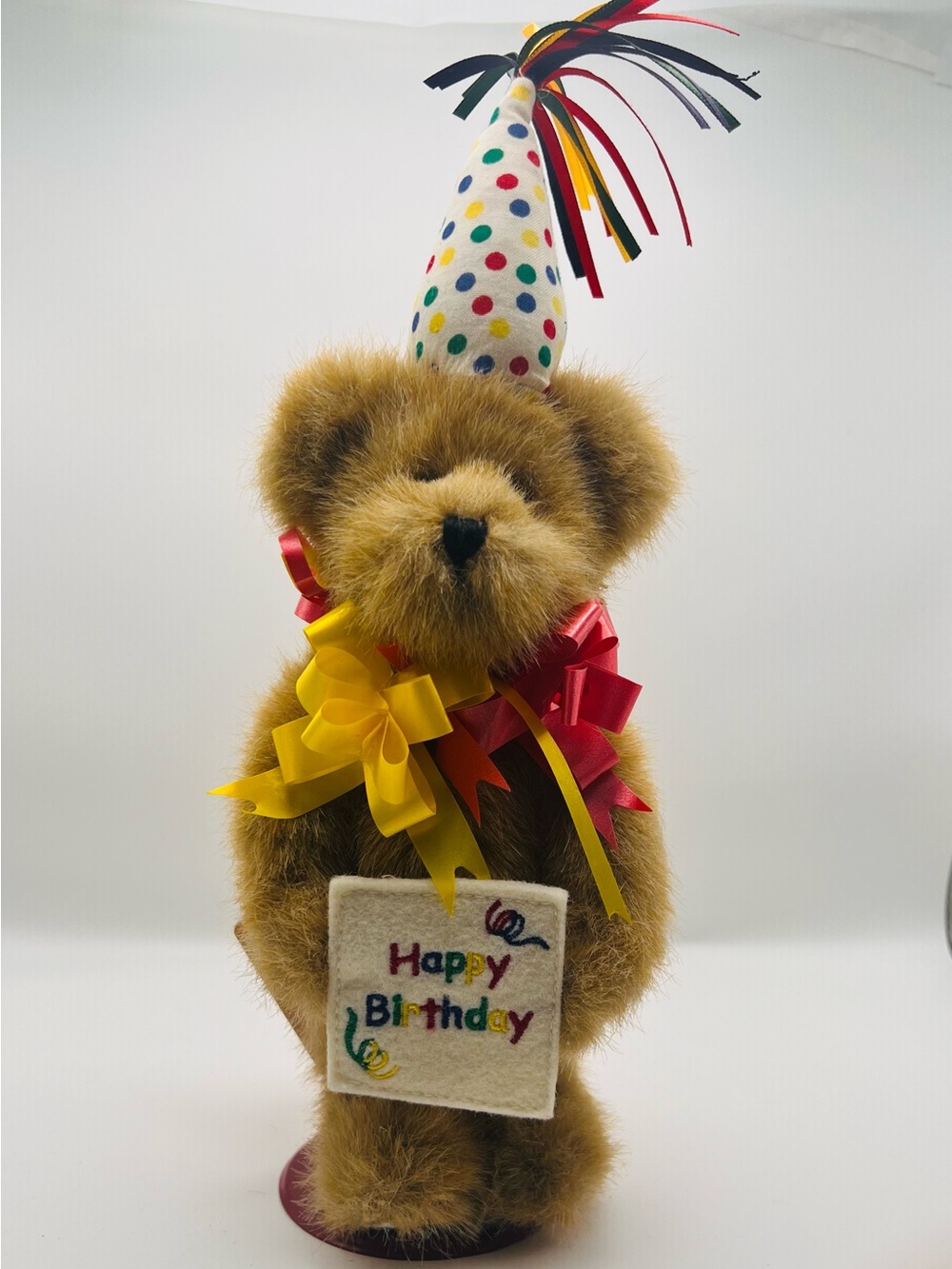 Vintage Boyds Bears Happy B Bear Happy Birthday 11" Jointed Plush With Stand